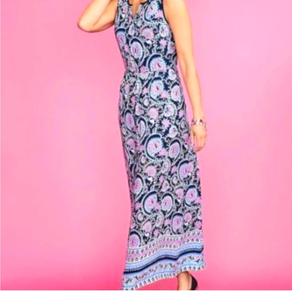 Talbots V Neck Paisley Maxi Dress - Size 8